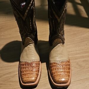 Men's Western Boots in Brown and Cream Texas Counrty New wo Tags Mens Size 9.5